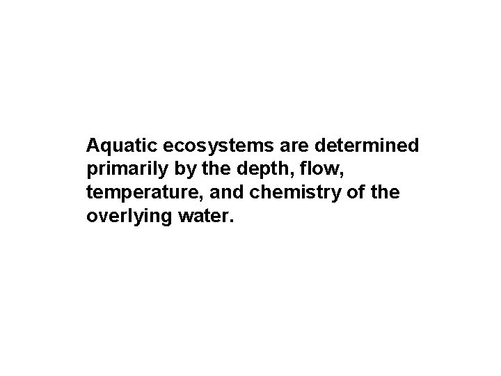 4 -4 Aquatic Ecosystems Aquatic ecosystems are determined primarily by the depth, flow, temperature,