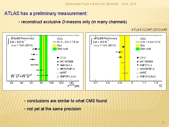 Electroweak Physics at the LHC (Mumbai) Jan 6, 2014 ATLAS has a preliminary measurement: Electroweak Physics at the LHC (Mumbai) Jan 6, 2014 ATLAS has a preliminary measurement: