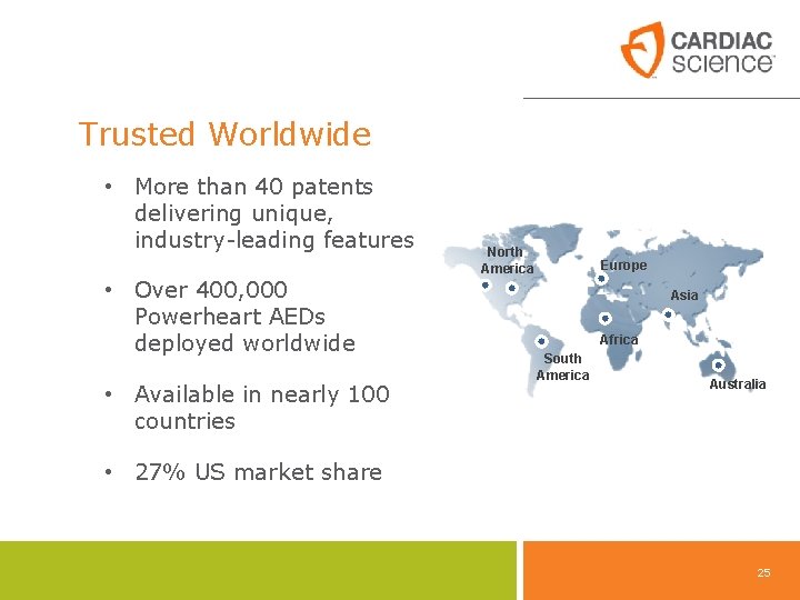 Trusted Worldwide • More than 40 patents delivering unique, industry-leading features • Over 400,