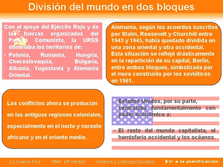 División del mundo en dos bloques Con el apoyo del Ejército Rojo y de