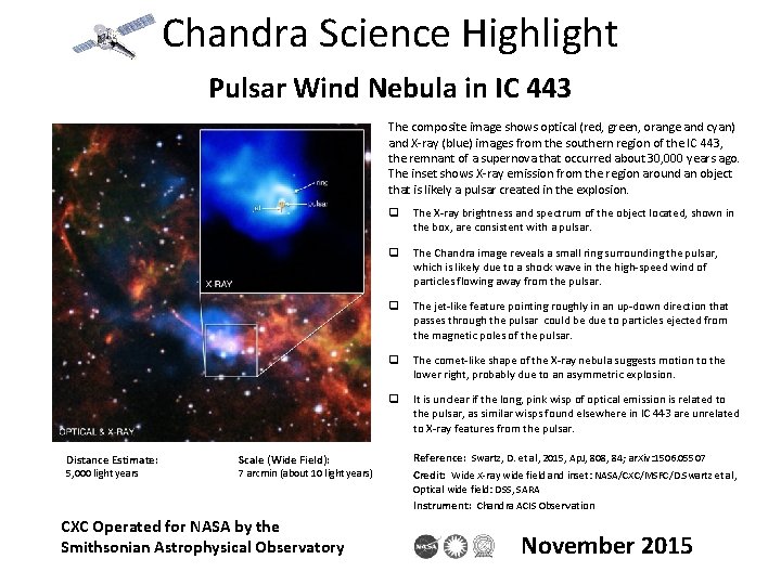 Chandra Science Highlight Pulsar Wind Nebula in IC 443 The composite image shows optical