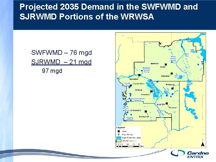 Projected 2035 Demand in the SWFWMD and SJRWMD Portions of the WRWSA SWFWMD –
