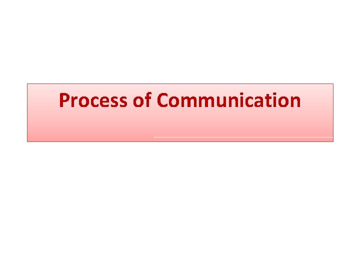 Process of Communication 