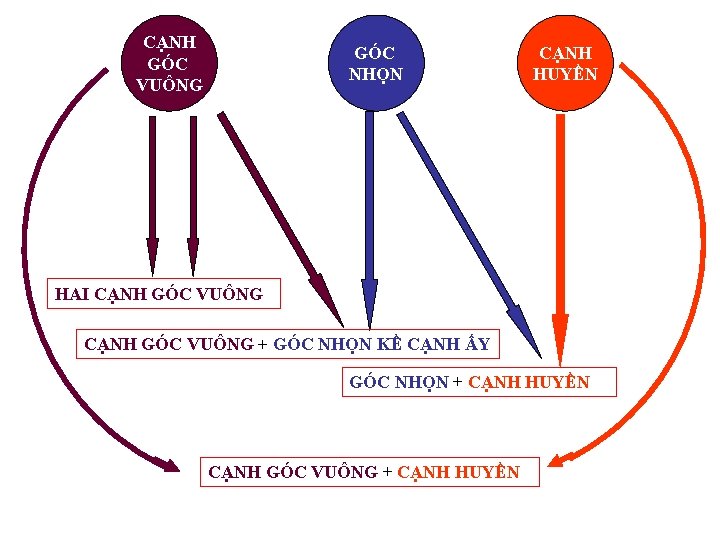 CẠNH GÓC VUÔNG GÓC NHỌN CẠNH HUYỀN HAI CẠNH GÓC VUÔNG + GÓC NHỌN