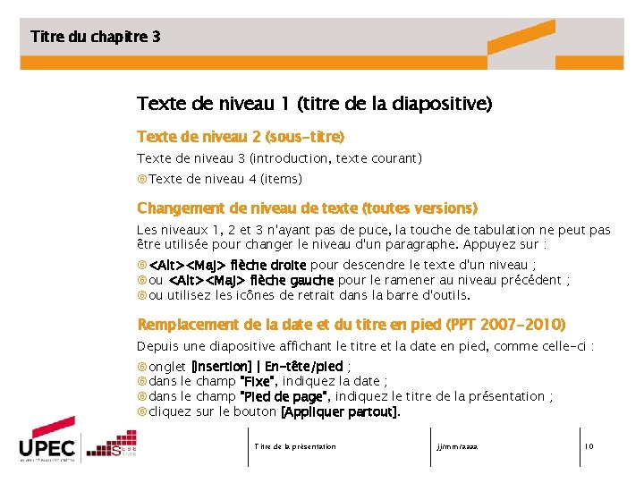 Titre du chapitre 3 Texte de niveau 1 (titre de la diapositive) Texte de