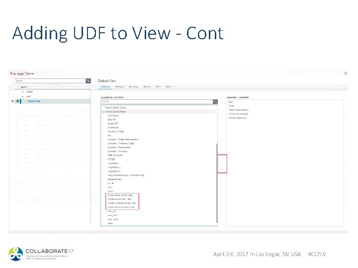 Adding UDF to View - Cont April 2 -6, 2017 in Las Vegas, NV