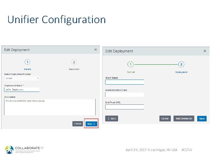 Unifier Configuration April 2 -6, 2017 in Las Vegas, NV USA #C 17 LV