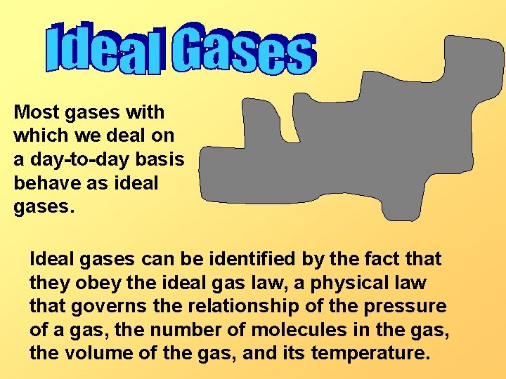 Most gases with which we deal on a day-to-day basis behave as ideal gases.