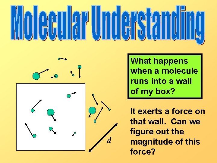 What happens when a molecule runs into a wall of my box? d It