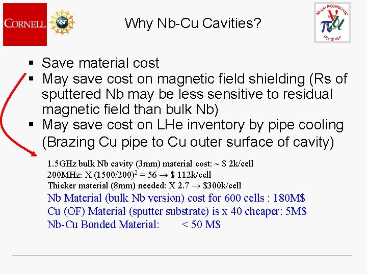 Why Nb-Cu Cavities? § Save material cost § May save cost on magnetic field