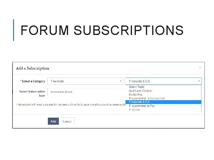 FORUM SUBSCRIPTIONS 