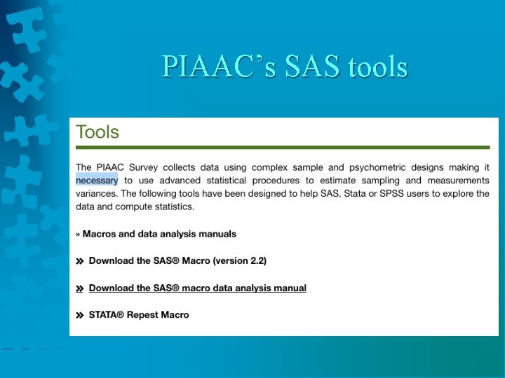 PIAAC’s SAS tools 