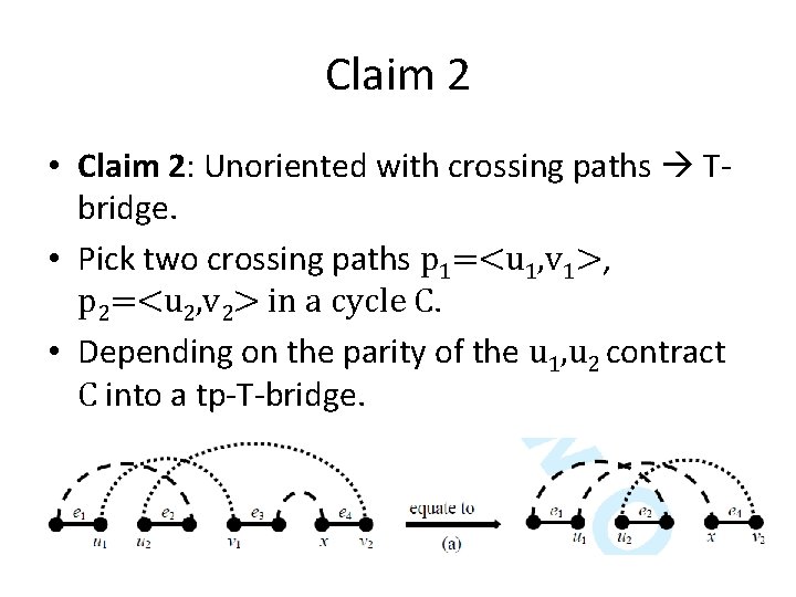 Claim 2 • Claim 2: Unoriented with crossing paths Tbridge. • Pick two crossing