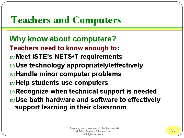Teachers and Computers Why know about computers? Teachers need to know enough to: Meet Teachers and Computers Why know about computers? Teachers need to know enough to: Meet