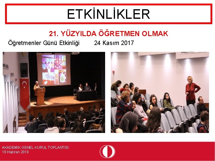 ETKİNLİKLER 21. YÜZYILDA ÖĞRETMEN OLMAK Öğretmenler Günü Etkinliği AKADEMİK GENEL KURUL TOPLANTISI 18 Haziran