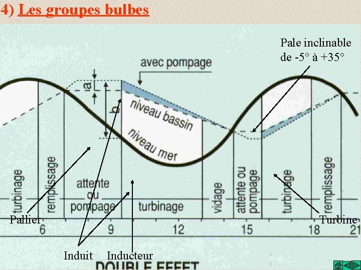 4) Les groupes bulbes Pale inclinable de -5° à +35° Pallier Turbine Induit Inducteur