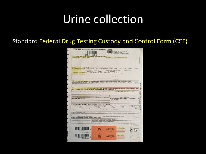 Urine collection Standard Federal Drug Testing Custody and Control Form (CCF) 
