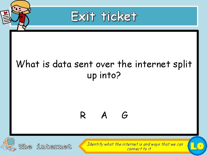 Exit ticket What is data sent over the internet split up into? R The