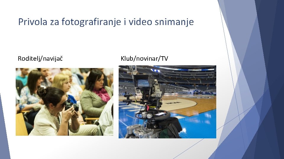 Privola za fotografiranje i video snimanje Roditelj/navijač Klub/novinar/TV 