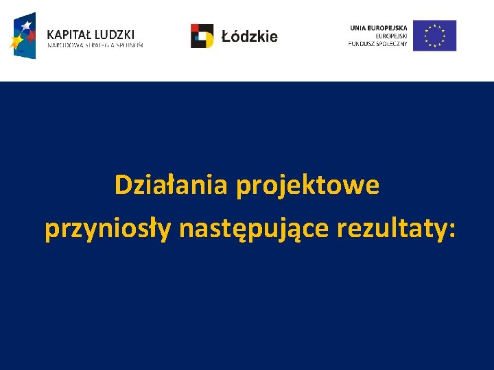 Działania projektowe przyniosły następujące rezultaty: 