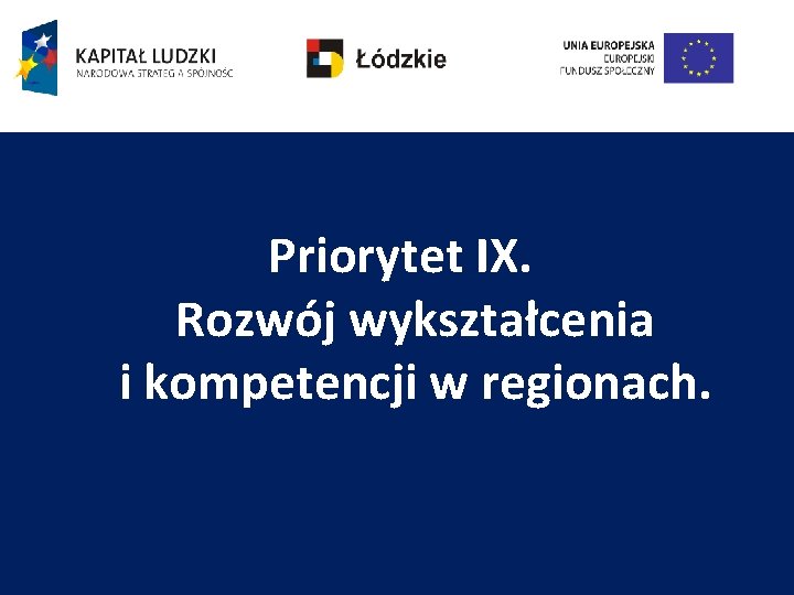 Priorytet IX. Rozwój wykształcenia i kompetencji w regionach. 