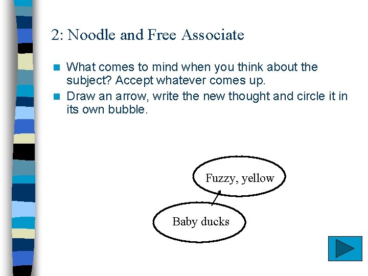 2: Noodle and Free Associate What comes to mind when you think about the