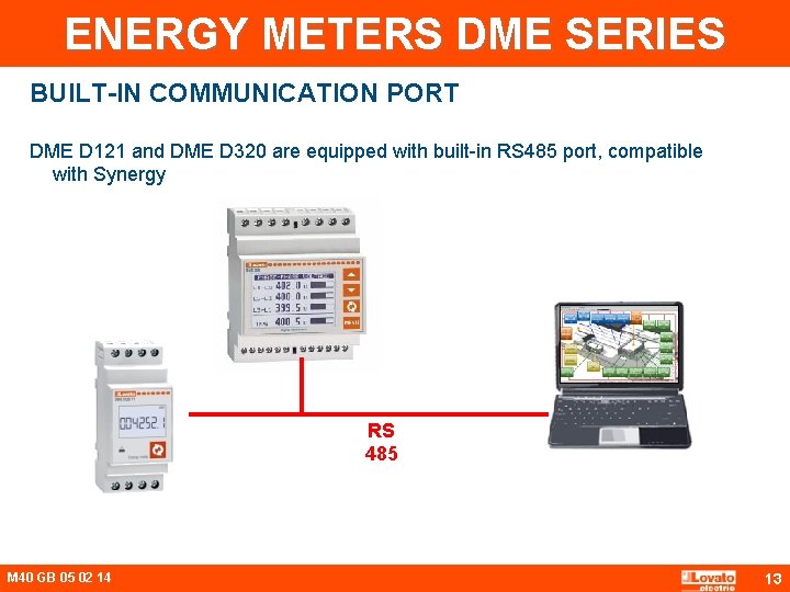 ENERGY METERS DME SERIES BUILT-IN COMMUNICATION PORT DME D 121 and DME D 320