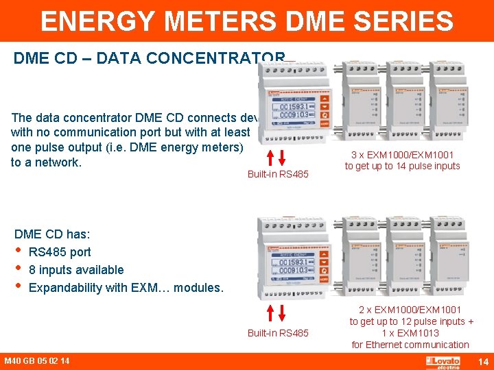 ENERGY METERS DME SERIES DME CD – DATA CONCENTRATOR The data concentrator DME CD