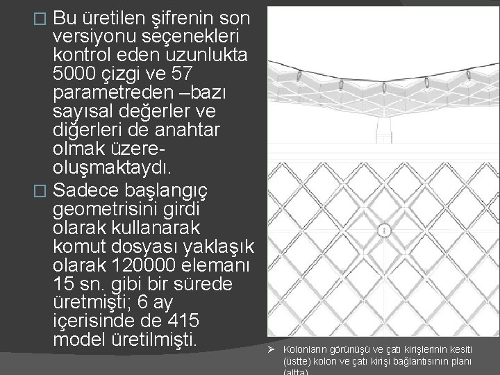 Bu üretilen şifrenin son versiyonu seçenekleri kontrol eden uzunlukta 5000 çizgi ve 57 parametreden