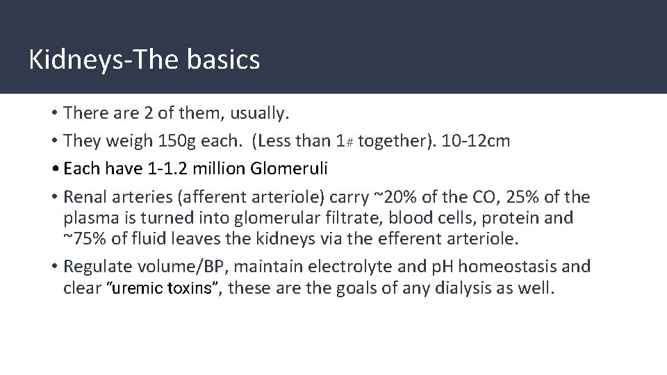 Kidneys-The basics • There are 2 of them, usually. • They weigh 150 g