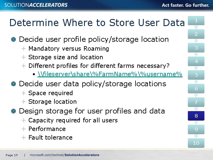 Determine Where to Store User Data Decide user profile policy/storage location Mandatory versus Roaming