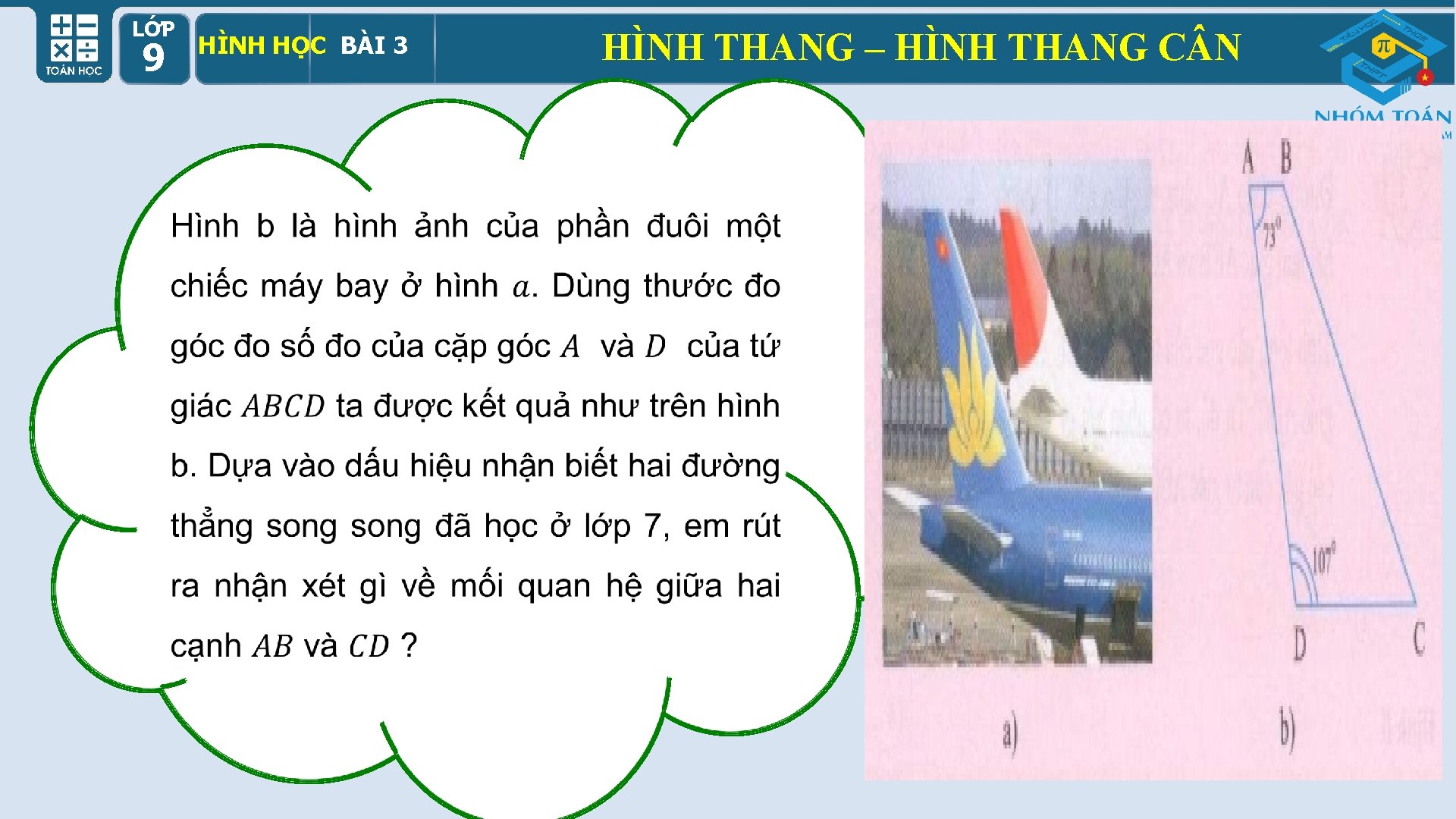 LỚP 9 HÌNH HỌC BÀI 3 HÌNH THANG – HÌNH THANG C N 