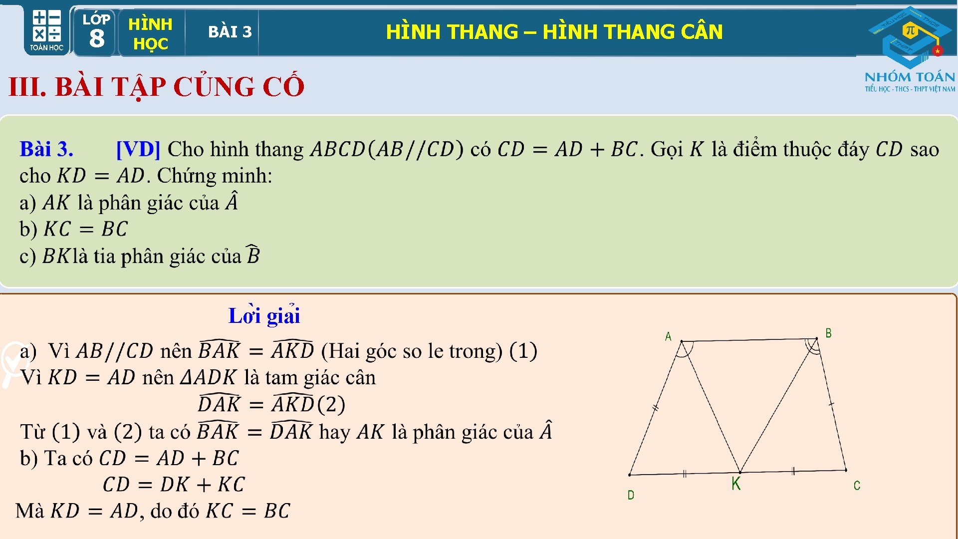 LỚP HÌNH HỌCBÀI 33 89 HỌC III. BÀI TẬP CỦNG CỐ Lơ i gia