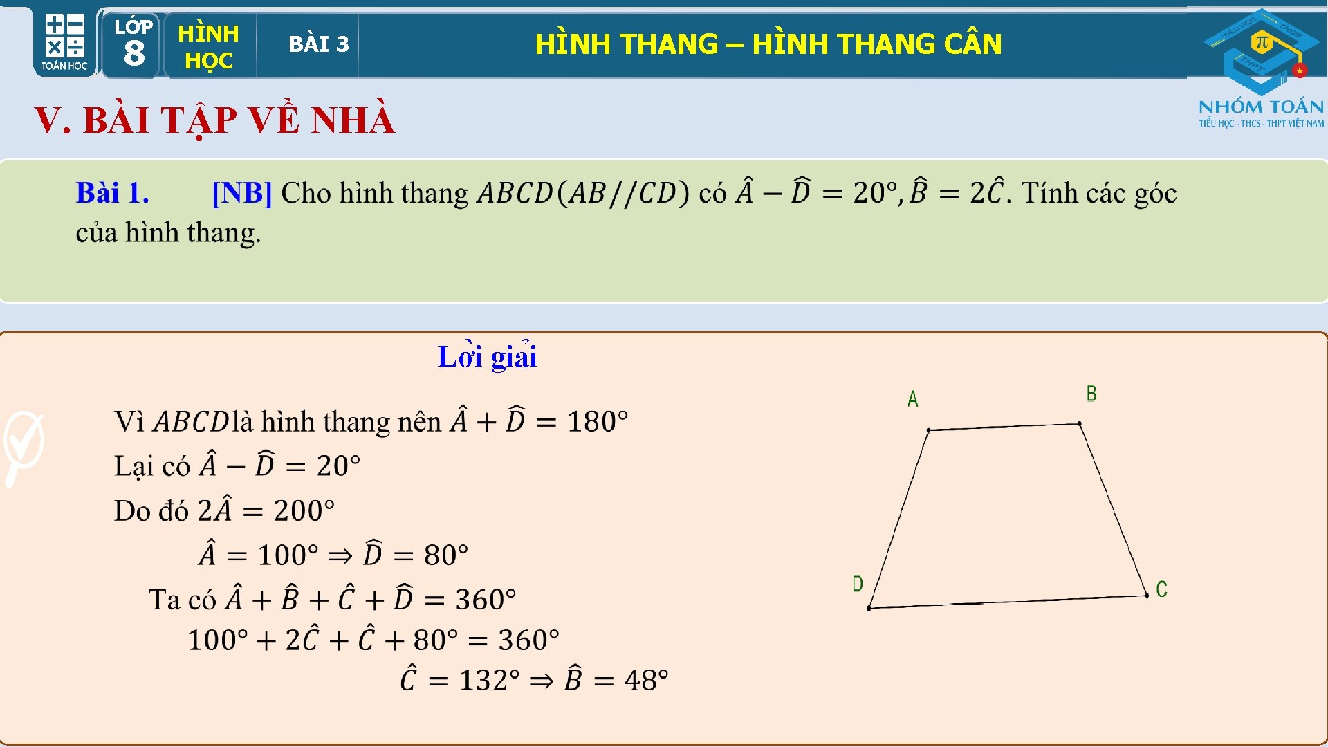 LỚP HÌNH HỌCBÀI 33 89 HỌC HÌNH THANG – HÌNH THANG C N HÌNH