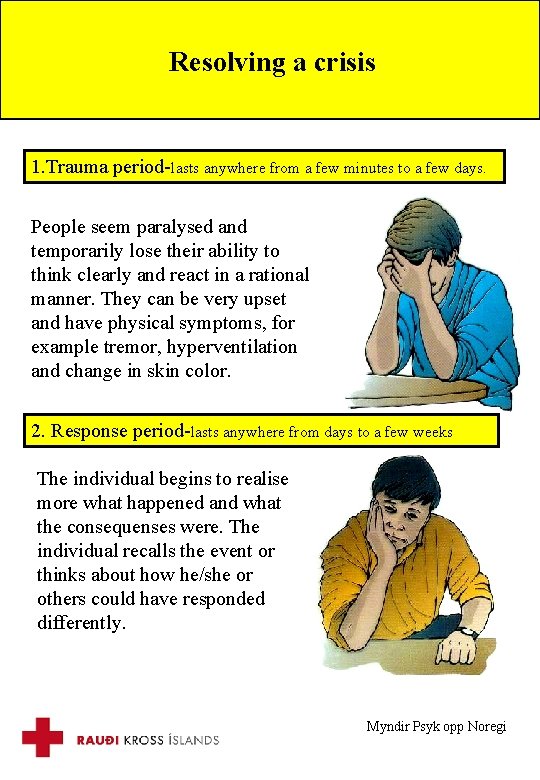Resolving a crisis 1. Trauma period-lasts anywhere from a few minutes to a few