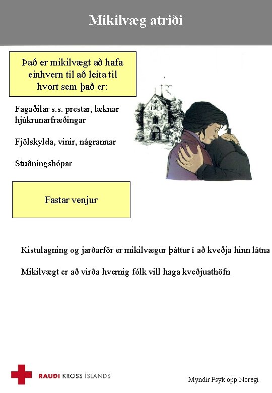 Mikilvæg atriði Það er mikilvægt að hafa einhvern til að leita til hvort sem