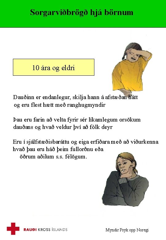 Sorgarviðbrögð hjá börnum 10 ára og eldri Dauðinn er endanlegur, skilja hann á afstæðan