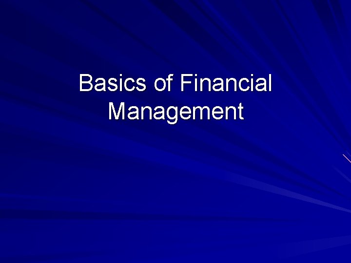 Basics of Financial Management 