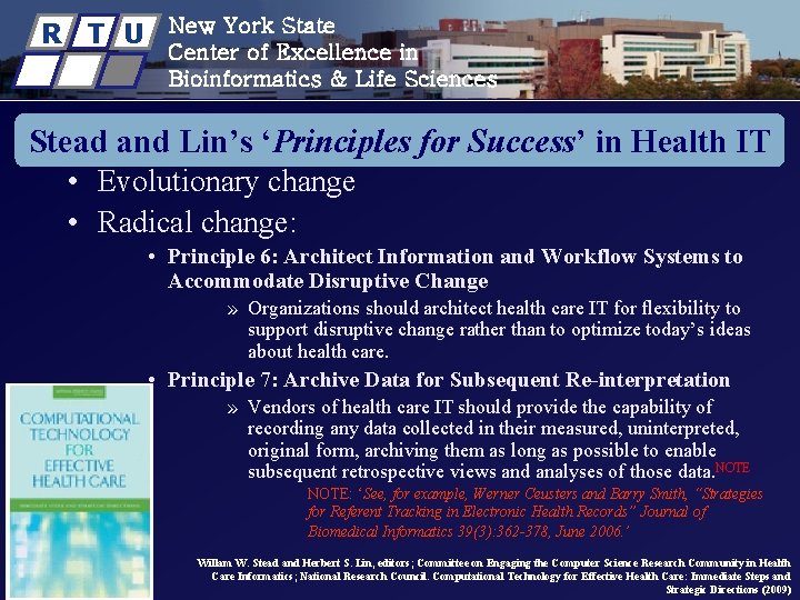 R T U New York State Center of Excellence in Bioinformatics & Life Sciences