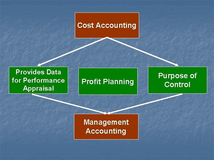 Cost Accounting Provides Data for Performance Appraisal Profit Planning Management Accounting Purpose of Control