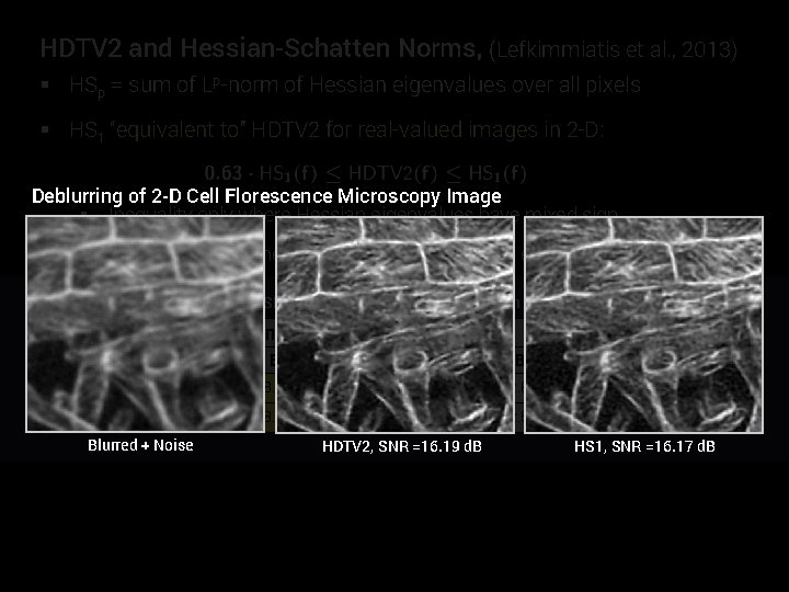 HDTV 2 and Hessian-Schatten Norms, (Lefkimmiatis et al. , 2013) § HSp = sum