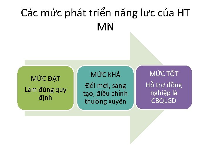 Các mức phát triển năng lưc của HT MN MỨC ĐẠT Làm đúng quy