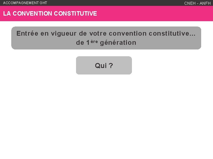 ACCOMPAGNEMENT GHT WWW. ANFH. FR CNEH - ANFH LA CONVENTION CONSTITUTIVE Entrée en vigueur