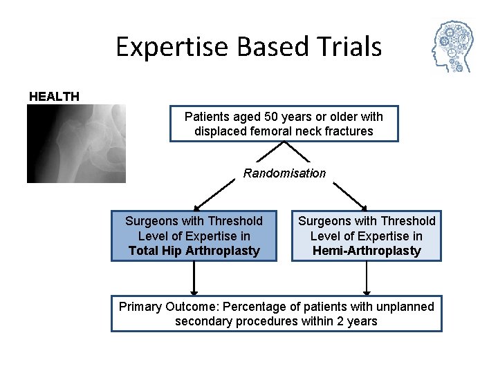 Expertise Based Trials HEALTH Patients aged 50 years or older with displaced femoral neck Expertise Based Trials HEALTH Patients aged 50 years or older with displaced femoral neck