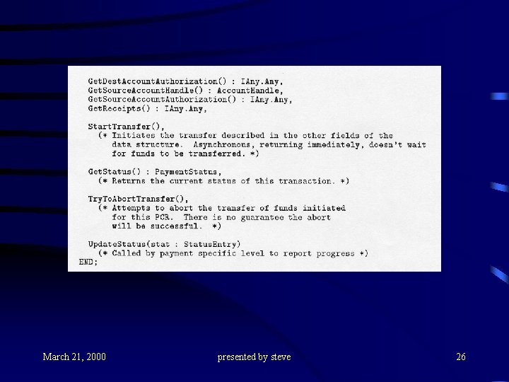 March 21, 2000 presented by steve 26 