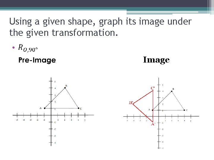 Using a given shape, graph its image under the given transformation. • Image 