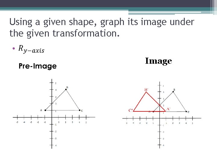 Using a given shape, graph its image under the given transformation. • Image 