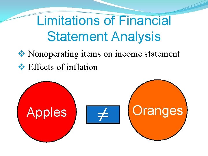 Limitations of Financial Statement Analysis v Nonoperating items on income statement v Effects of