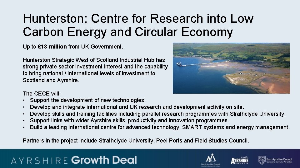 Hunterston: Centre for Research into Low Carbon Energy and Circular Economy Up to £