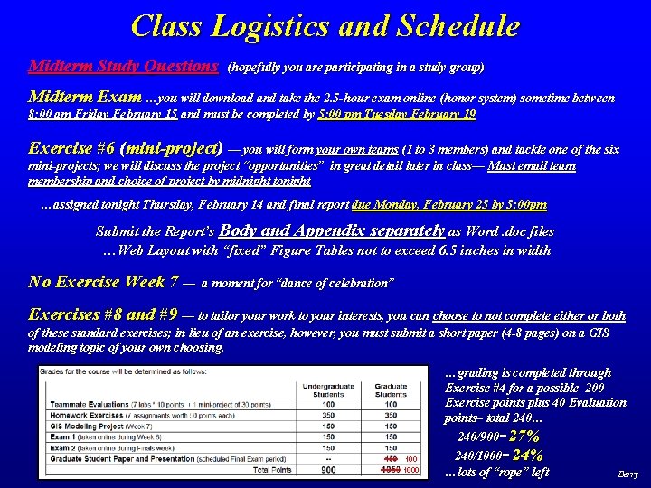 Class Logistics and Schedule Midterm Study Questions (hopefully you are participating in a study